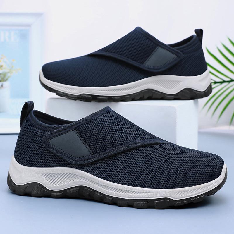 Spring and Autumn New Casual Sports Shoes Men's and Women's Mesh Breathable Non Slip Sports Shoes Soft Bottom Velcro Single Shoe