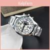 Gd282 Men's Quartz Steel Belt Watch Holiday Calendar Business Casual Blue Glass Logo Print Available Characters)