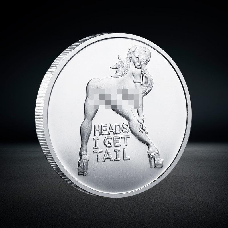 Moneta Ragazza Sexy, Moneta Portafortuna, Moneta Commemorativa in Argento Dorato di Bellezza, Moneta Sexy, Artigianato Divertente con Monete, Regalo di Natale, Pensierini per la Befana