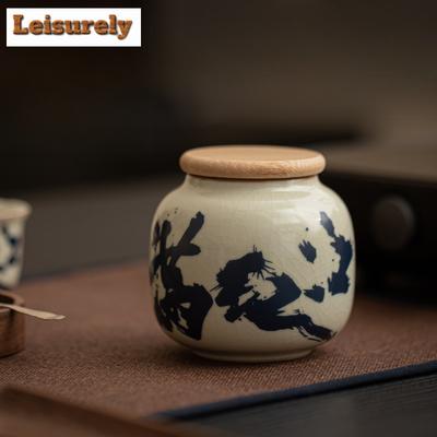 280ml Imitation Song Ru Kiln Tea Box Organizer Moisture-proof Man Jianghong Storage Tank Containers Portable Tea Caddy Teaware