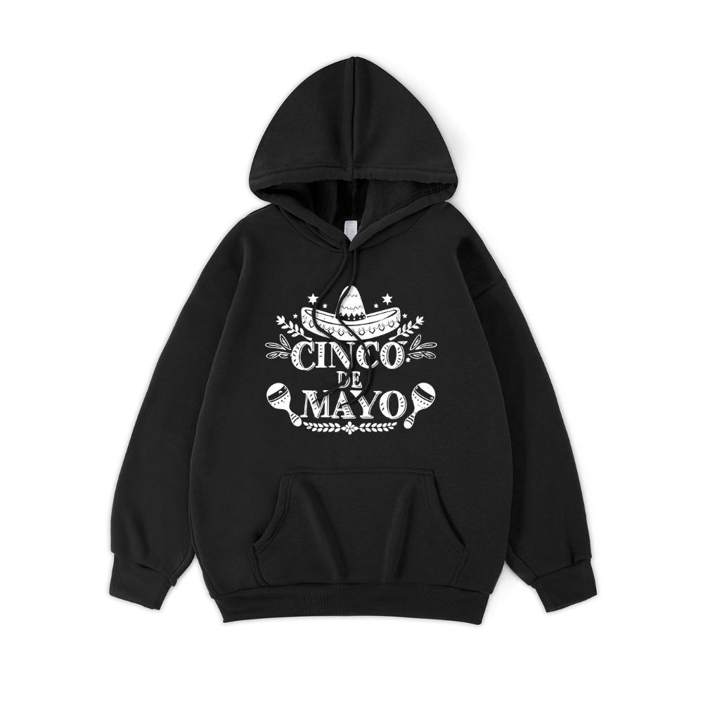 Mexico Cinco De Mayo Printing Hoodie Womens Basics Sporty Hooded Fleece Warm Soft Pullovers Casual Pocket Womans