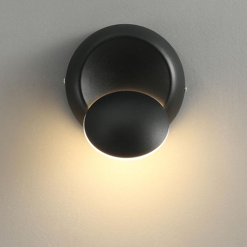 Lampada da parete circolare da comodino rotante eclissi lunare da 350 gradi Lampada da parete per soggiorno Sfondo Scala Apparecchio di illuminazione decorativa