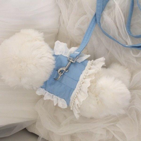 

Dog Leash Vest Clothes Chest Strap Pet Cat Small Dog Thousand Birds Teddy Bigbear XL bust 40-45 about 9-6kg синий