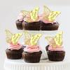 12 Pieces Acrylic Happy Birthday Butterfly Cupcake Toppers for Party, Engraved Mirror Acrylic Cake Disc for DIY Cupcake Decor