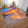 Tropical Sunset Beach Carpet with Palm Trees and Ocean View Pattern Suitable for use as an anti-slip for living room bedroom sofas