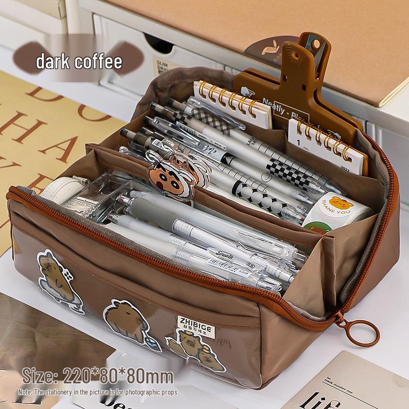 

Прозрачный многослойный пенал-капибара - Большая вместимость, высококачественный органайзер для канцтоваров для детей