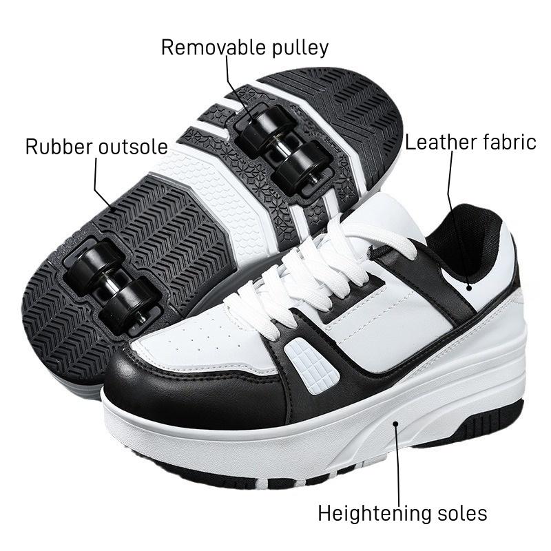 Four wheel roller shoes Boys girls walking shoes Casual outdoor sports slide and shrink school students pulleys shoes sneakers