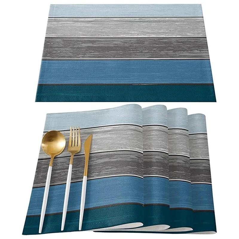 4/6pcs Linen Table Mat Non-Slip Bowl Pad Coaster Set Washable  Dining Table Placemats Retro Rustic Home Decoration Accessories