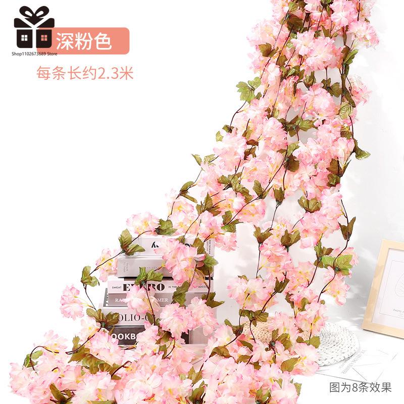 230CM Artificial Sakura Flowers Vine Wedding Garden Rose Arch Home Party Decoration Christmas Bridal Fake Silk Scrapbook Plants