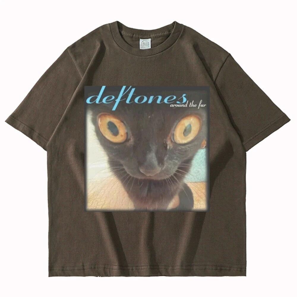 Deftones Around The Fur T-shirt unisex da donna Street Hip-hop Harajuku oversize maniche corte T-shirt in cotone nero alla moda