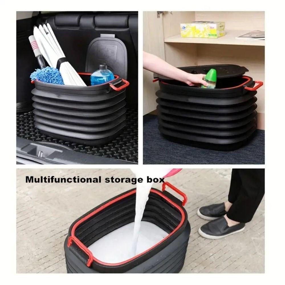 18/37L Car Shrinkable Storage Bucket with Cover Outdoor Fishing Bucket Car Storage Supplies