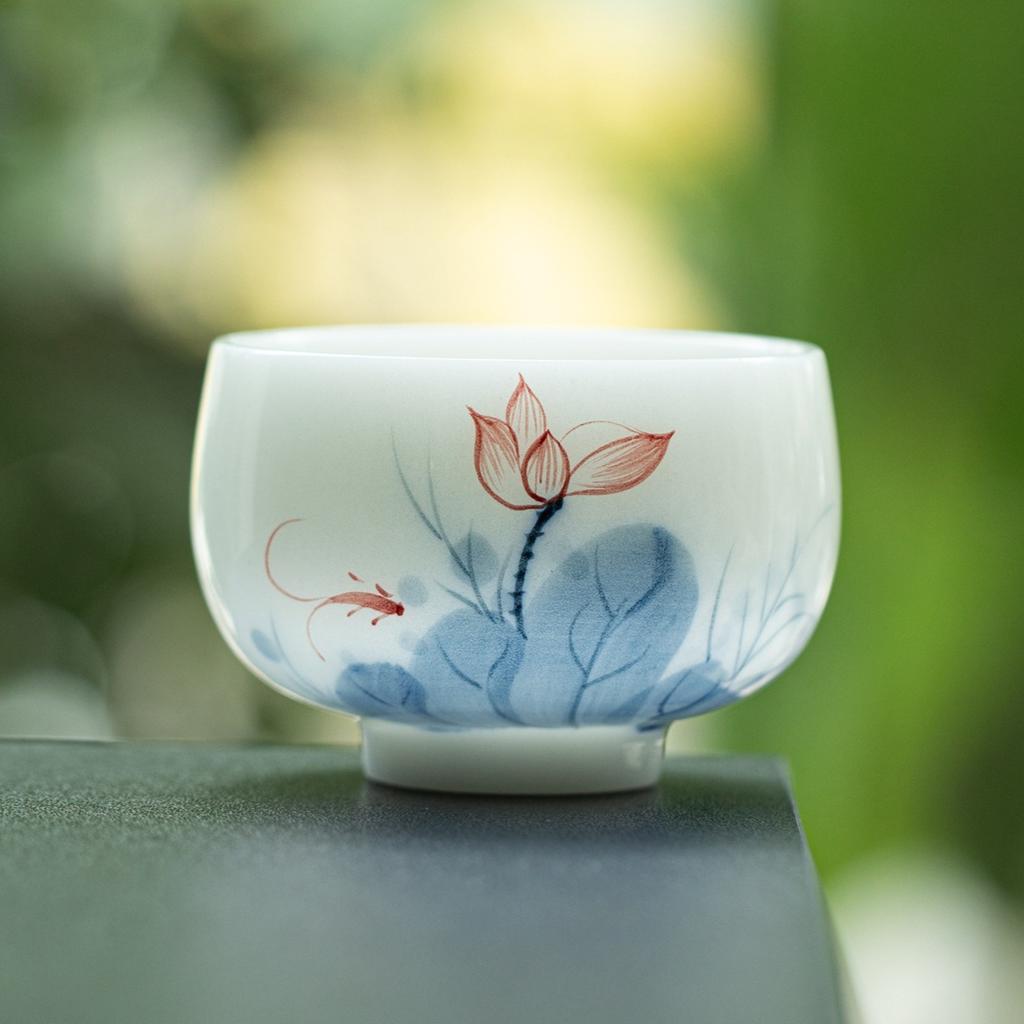 120ML Hand Painted Ceramic Tea Cup Chinese Gongfu Tea Set Master Cup Zen Meditation Porcelain Cup