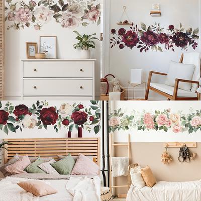 Flowers and Leaves Bedroom Living Room Home Background Wall Decoration Wall Stickers Self-adhesive
