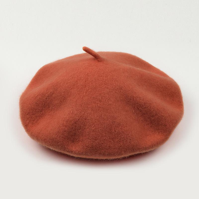 Dámský fialový vlněný baret: Klobouk se širokou krempou, Vintage britský, korejský a japonský styl pro podzim/zimu