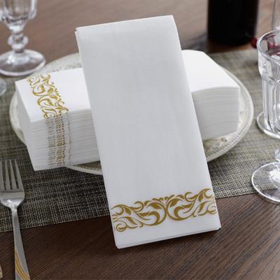 25 Peças Guardanapo de Mesa Vintage Impressão Dourada/Prateada Toalha de Mão Elegante Descartável Guardanapo de Mesa Banquete