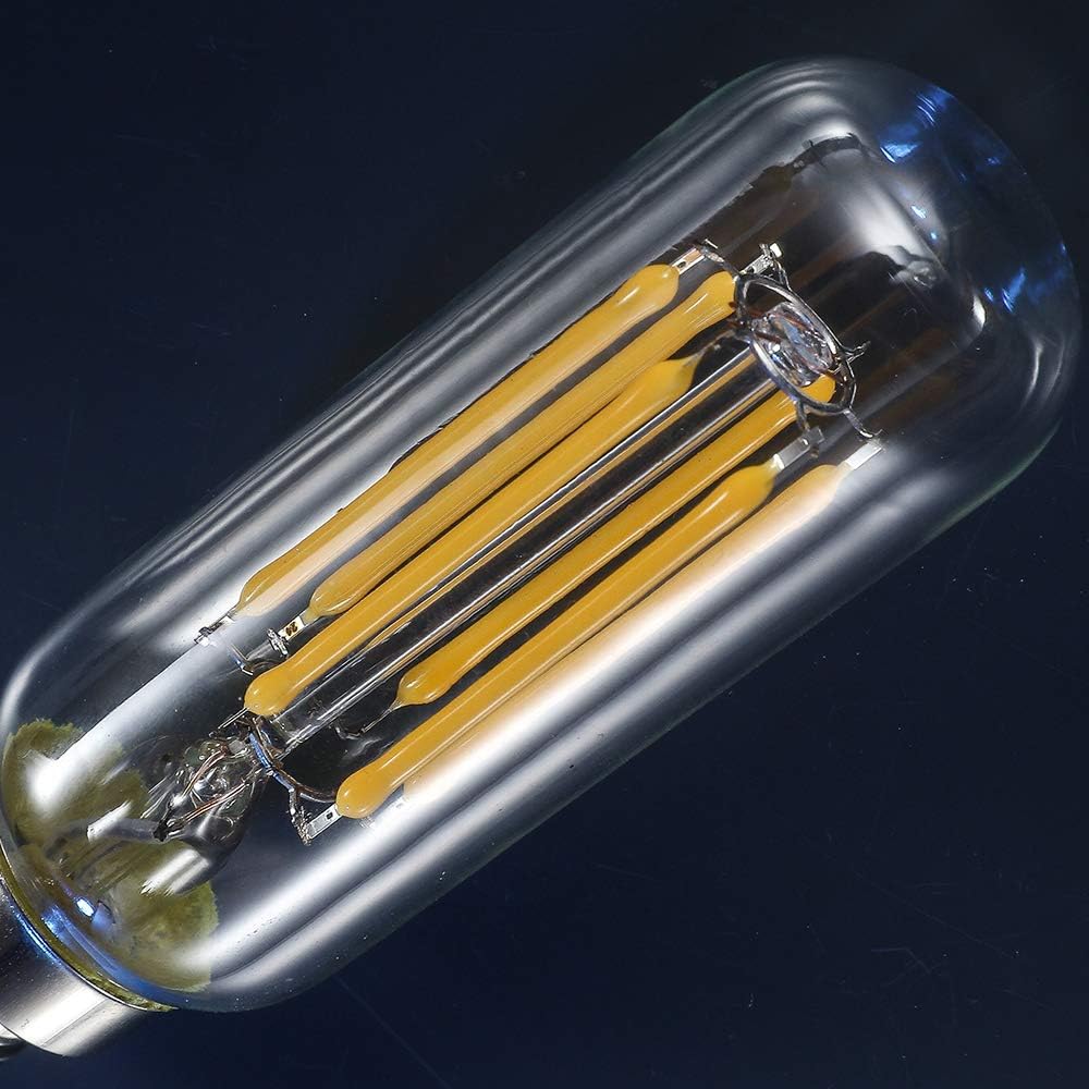 T6 LED Bulb, 60W Candelabra Dimmable Chandelier Light Bulbs 2700K Warm White Clear 600lm 6W E12 Vintage Tube LED Filament Edison Candle Bulb with