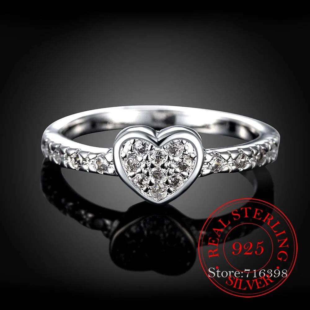 

Mother s Day Gift Original Zircon Crystal Heart Ring 925 Sterling Silver Fashion Love Heart Rings for Women Wedding Fine Jewelry 5