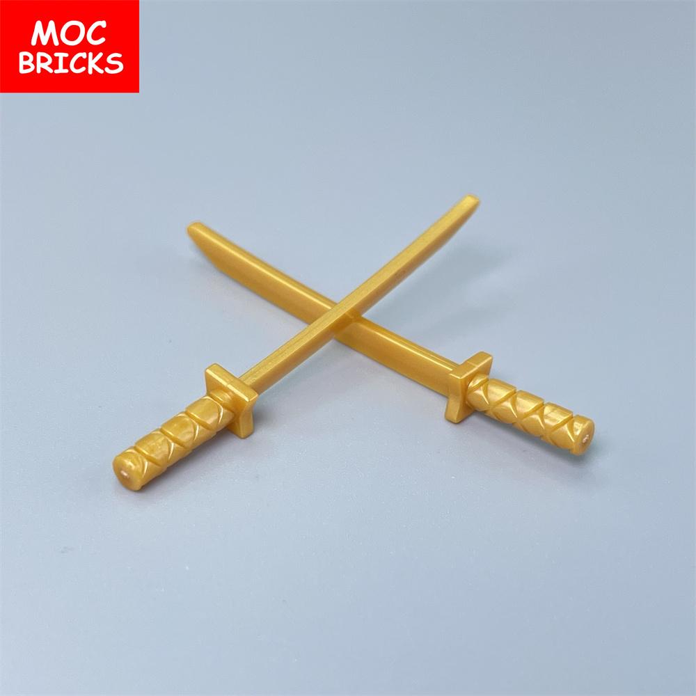 12pcs/lot MOC Bricks Katana Sword Ninja 21459 30173 Accessory Assembled Building Blocks Toys Kids Gift Plastic Dolls