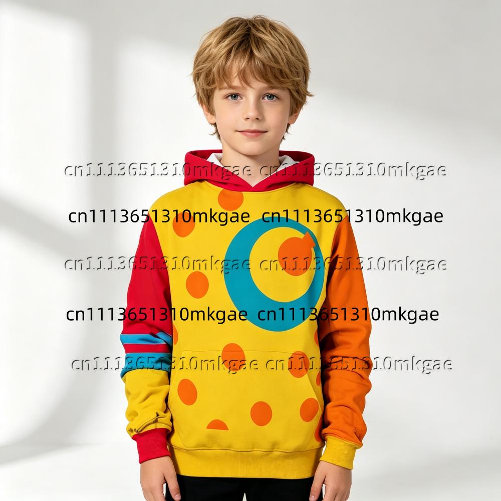 Kids Cartoon Costume Hoodie Girls Boys Cute Cartoon Jumpsuit Sweatshirt Long Sleeve Pullover Tops For Halloween Cosplay Party