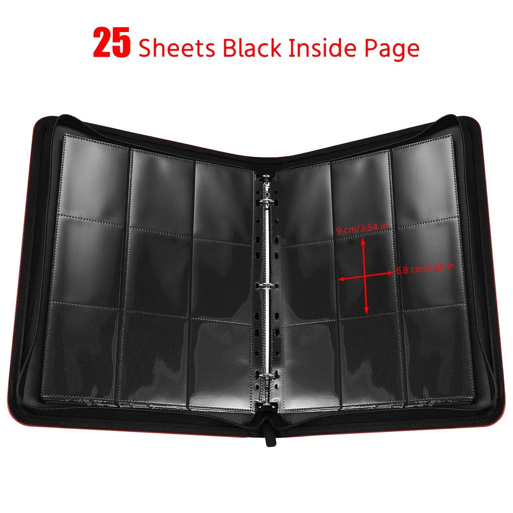 PAKESI Star Card Card File 9 Pockets 25 Inner Leaflets Holds 450 Pieces PU Card Sheet Collect Star Cards and Other Cards Star Card Collection File