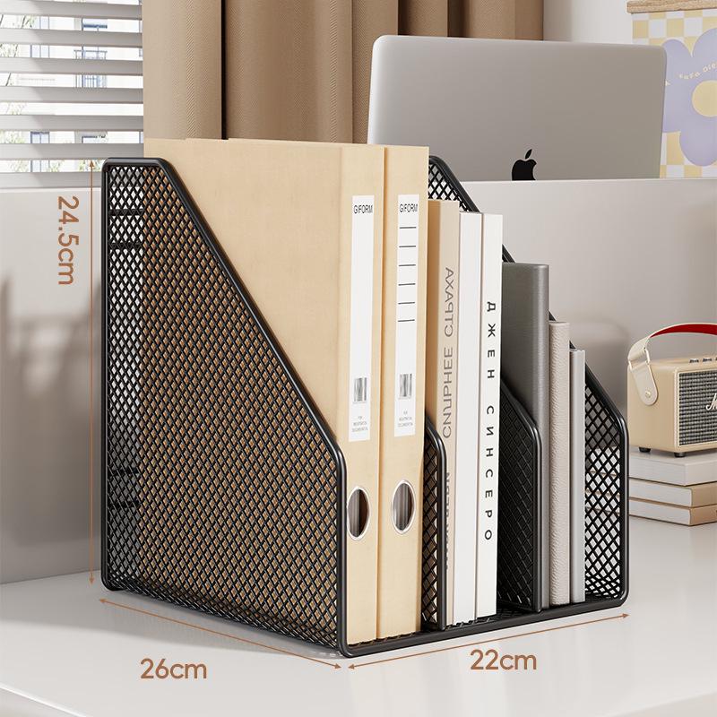 Metal Desktop File Organizer: Hanging Shelf & Storage Basket