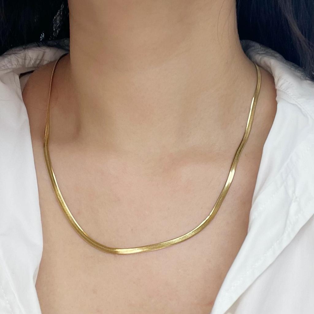 Unisex Snake Chain Necklace Choker Stainless Steel Herringbone Gold Color Fashion Jewelry Gift for Her Women and Men