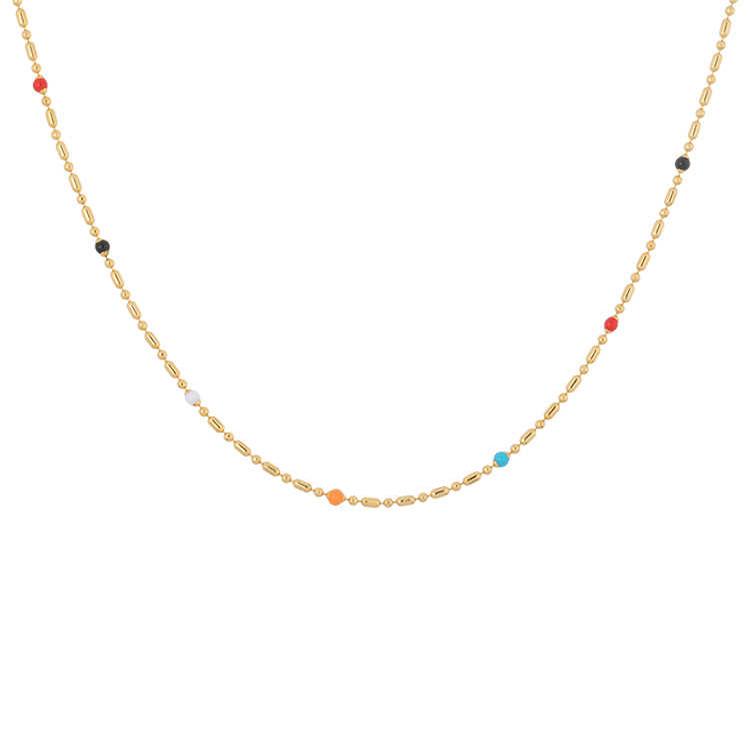 Women's Exquisite Rainbow Glaze Titanium Steel Necklace: Versatile French Light Luxury Clavicle Chain