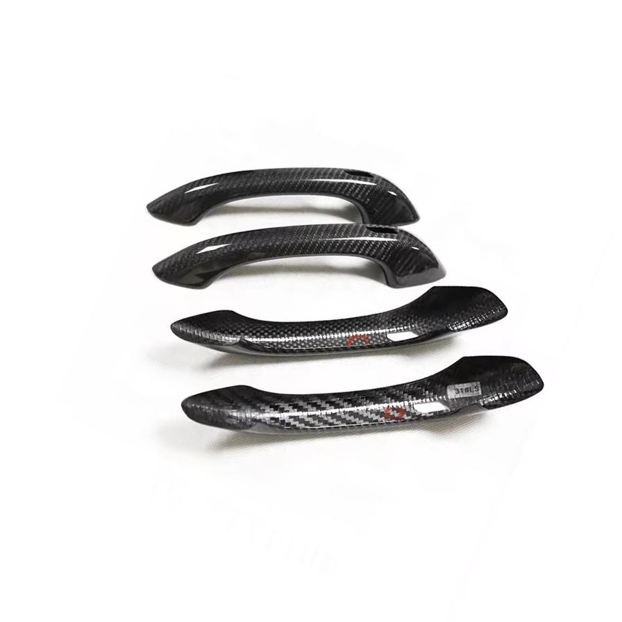 Glanzend Zwart Carbon Fiber Afwerking voor Deurhandgreep Cover voor Macan Cayenne