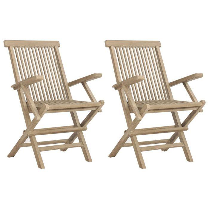 VidaXL Folding Garden Chairs 2pcs Grey 56x61x89cm Teak Wood 362764
