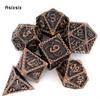 7 Pcs Copper Dragon Metal Dice Solid Metal Polyhedral Dice Set Suitable for Role-Playing RPG  Board Game Card Game