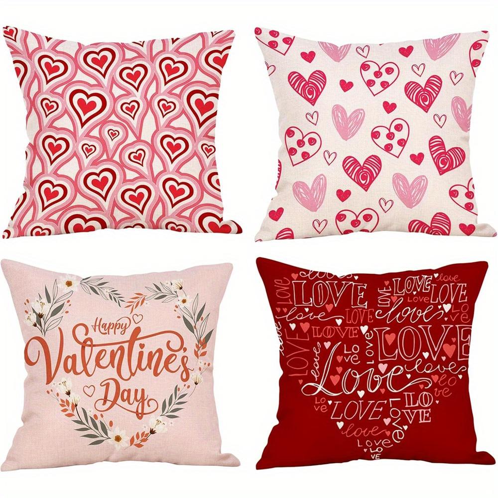 Home Decor Valentine's Day Love Heart Pattern Pillows Pattern Cushion Cover Suitable for Sofa Bedroom Car Pillow Cover
