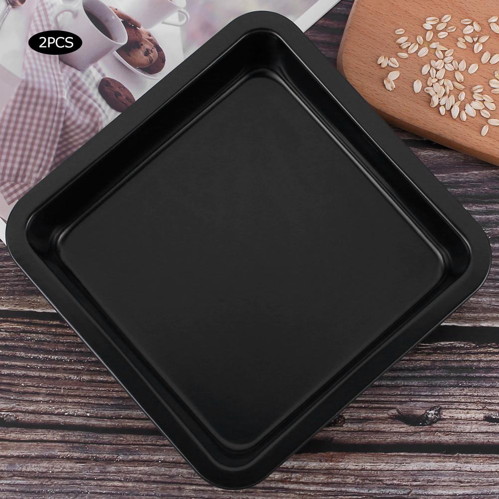 2Pcs ‑Shaped Non‑Stick Cheese Cake Pizza Mold Tray Bakeware Kitchen Baking Tools(Black )