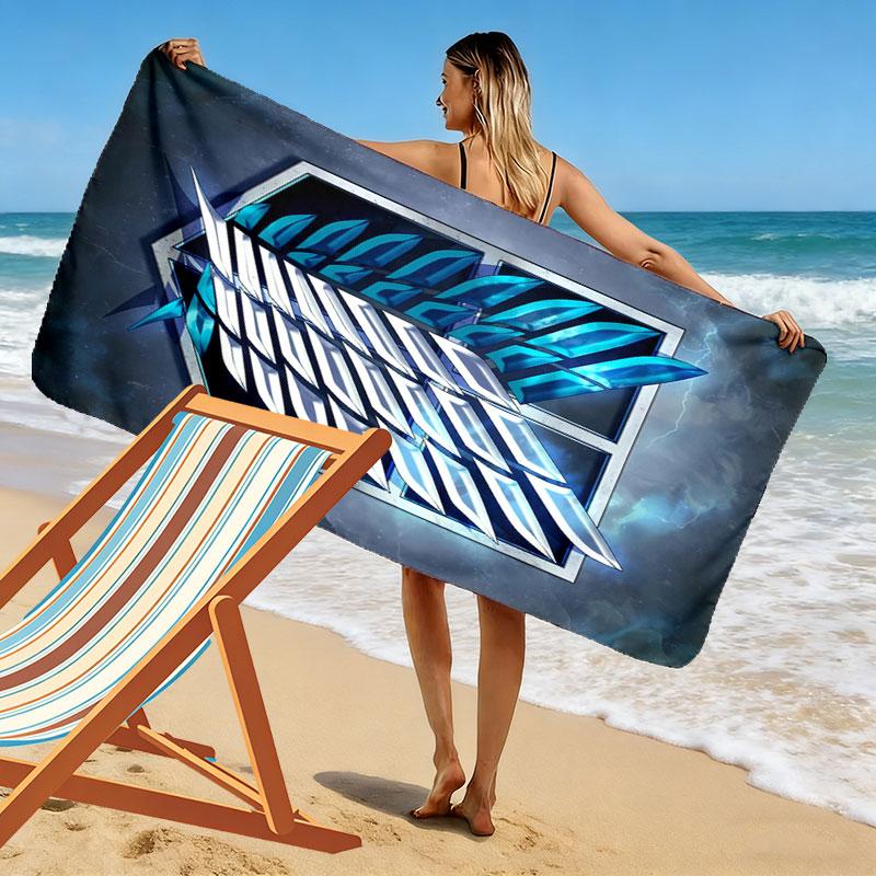 Attack on Titan Print Beach Towel, Large Soft Quick Dry Towel for Beach Camping Swimming