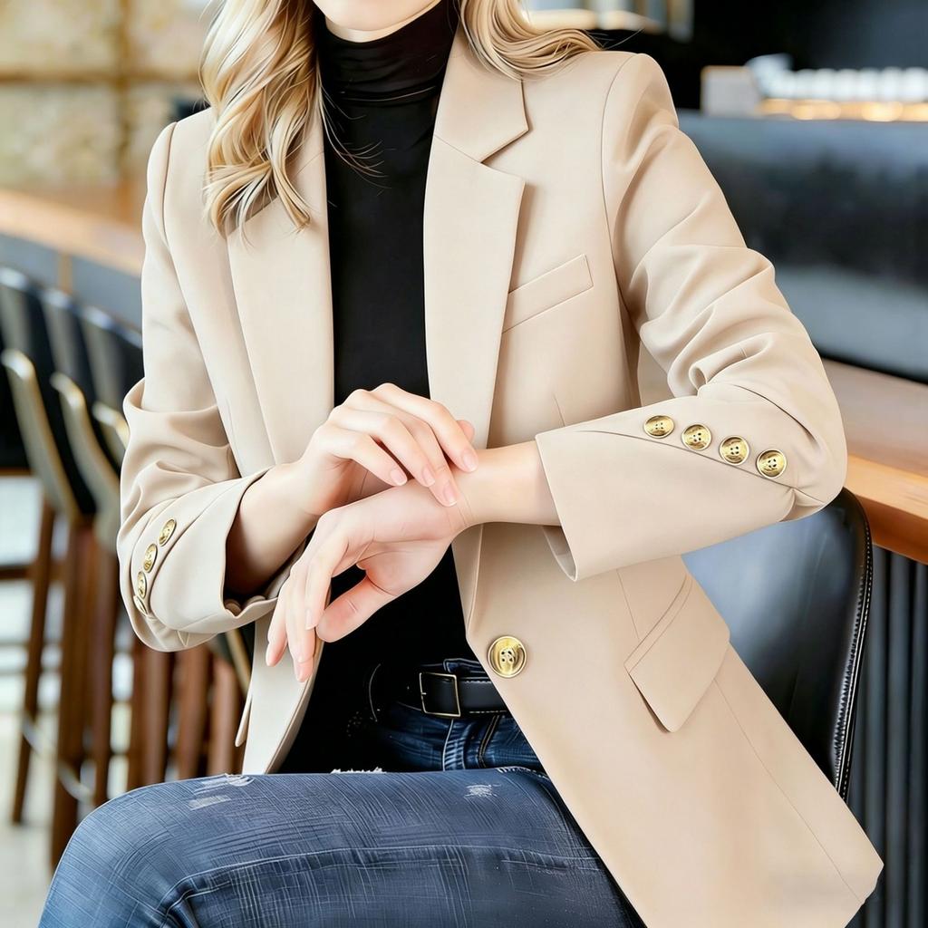 Women's Casual Slim Fit Jacket with Long Sleeves for and Everyday Wear