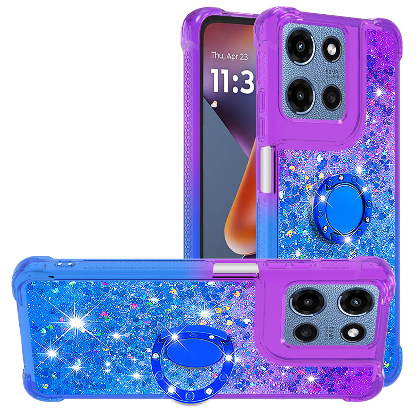 

Для Motorola Moto G Stylus 5G (2025) Чохол з ТПУ з підставкою Градієнтний Сипучий пісок Протиударна накладка Purple+Sky Blue