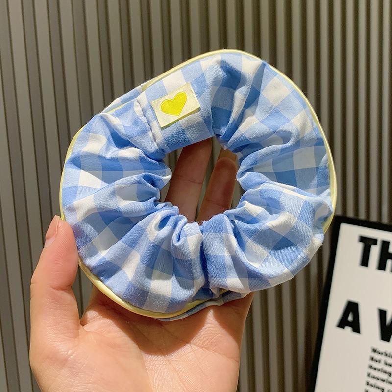 Kawaii Plaid Scrunchies Women Girls Child Cute Elastic Hair Rubber Bands Accessories Tie Hair Ring Rope Headdress Ornament
