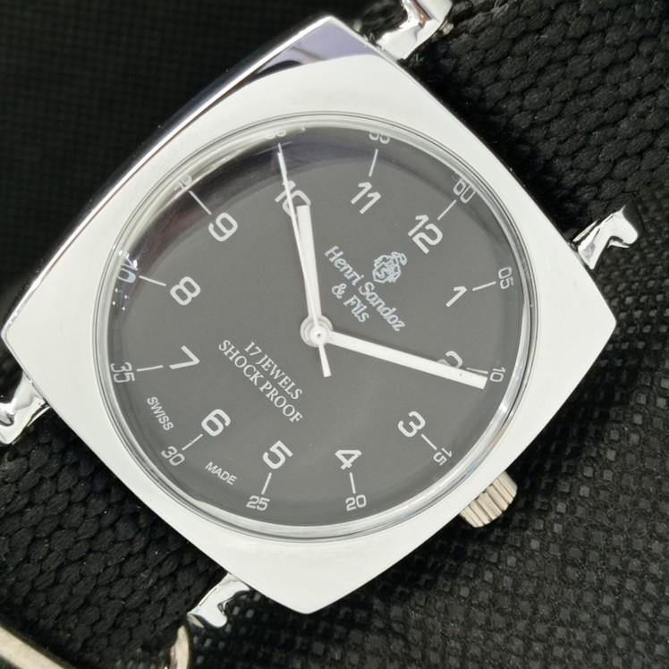 

REFURBISHED VINTAGE HENRI SANDOZ & FILS SWISS MENS WRIST WATCH a416594-2 Sku622a-a416594