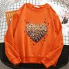 Graphic Love Heart Hoodies Womens Fleece Sweatshirt 90s Fashion Crew Neck Pullover Hoody Casual Female Clothes