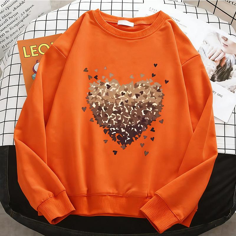Graphic Love Heart Hoodies Womens Fleece Sweatshirt 90s Fashion Crew Neck Pullover Hoody Casual Female Clothes