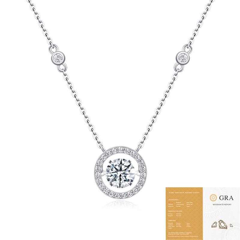 Sterling Moissanite Pendant Necklace Women With Chain Geometric Design Adjustable Length