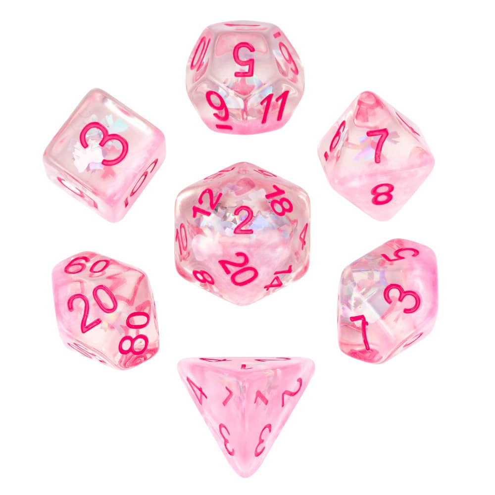 Cusdie Розовая Бабочка Набор Кубиков DND Из Смоляного Среза Кубик D4 D6 D8 D10 D% D12 D20 Многогранный Набор Кубиков для Настольных Ролевых Игр D&D розовый