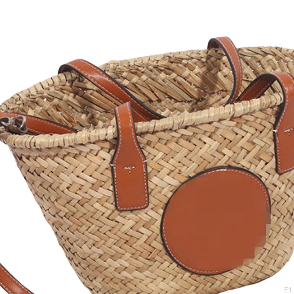 Borsa a Spalla da Donna in Paglia Intrecciata Portatile Tessuta a Mano Boemia