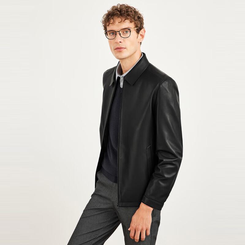 Qipilang Men's Sheepskin Lapel Leather Jacket