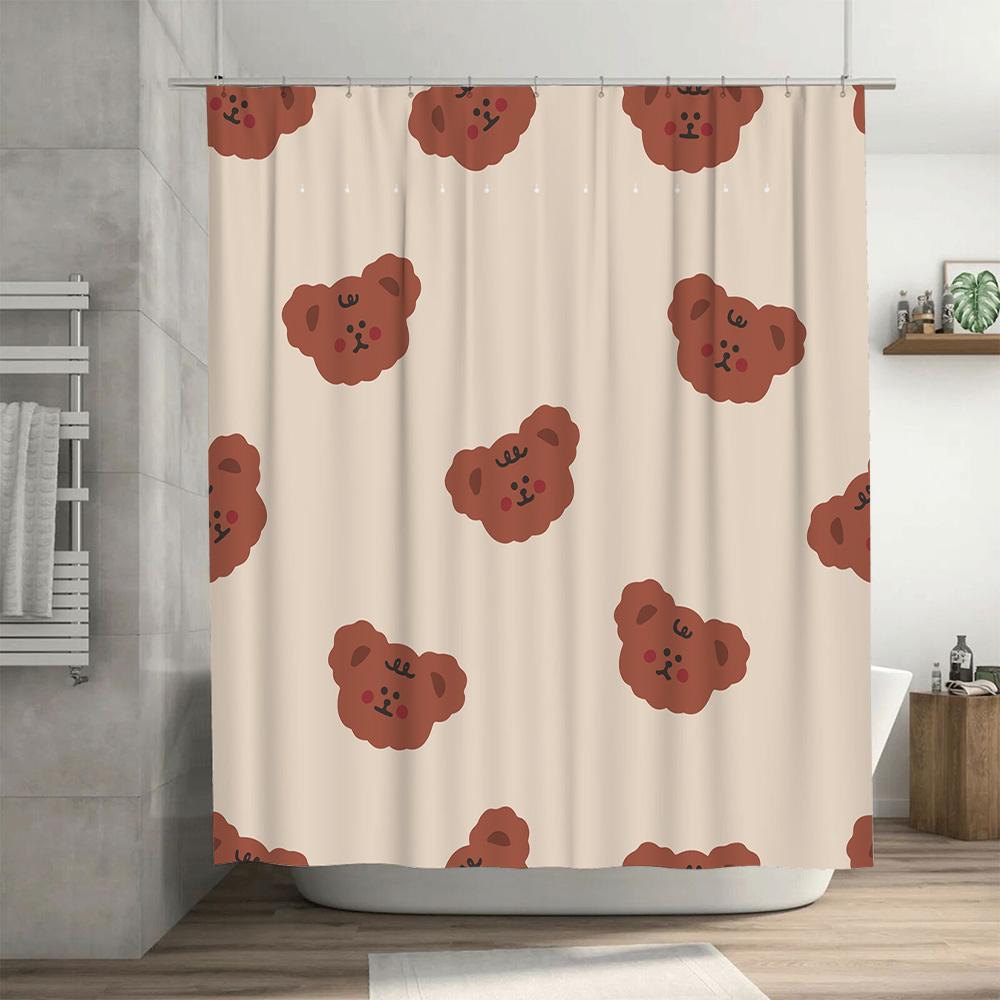 Creative Cartoon Animal Shower Curtain Home Decor Waterproof Fabric Bathroom Decoration For Kids Bathrooms Brown Bears Printed (