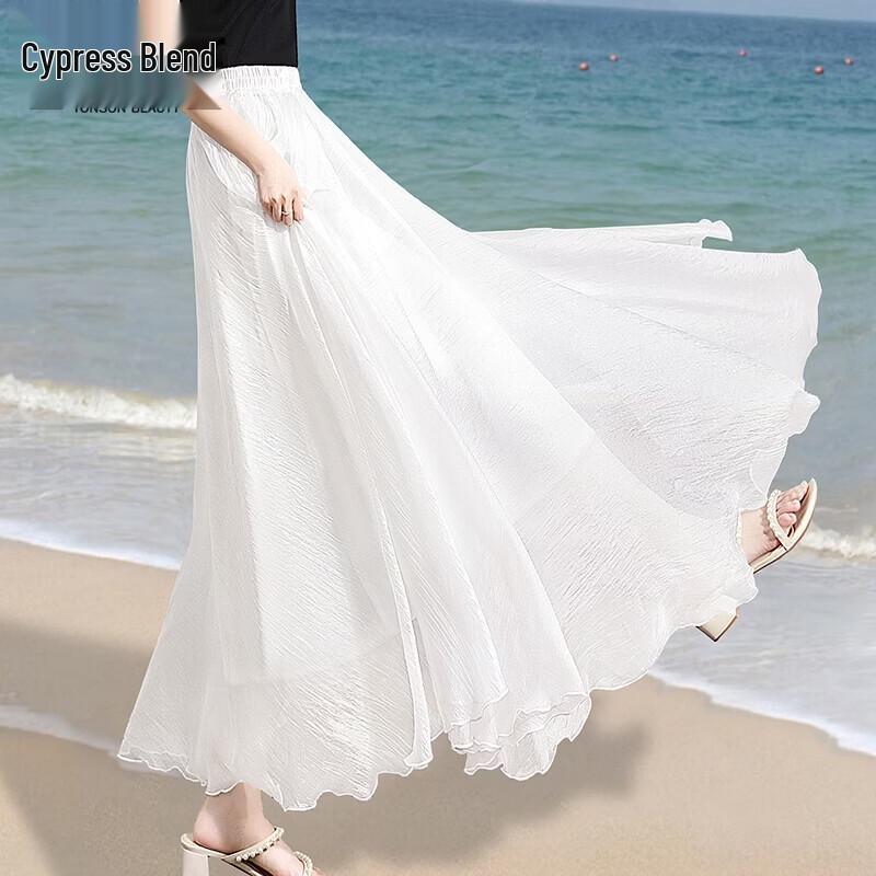 Women s Elastic Waist Flowy A-Line Long Skirt S