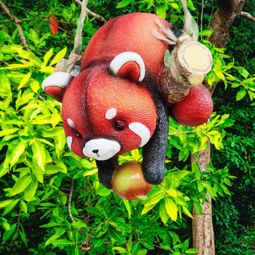 Hanging Garden Statue Animal Figure Gift Ornament Fence Resin Sculpture Lesser Panda Figurine for