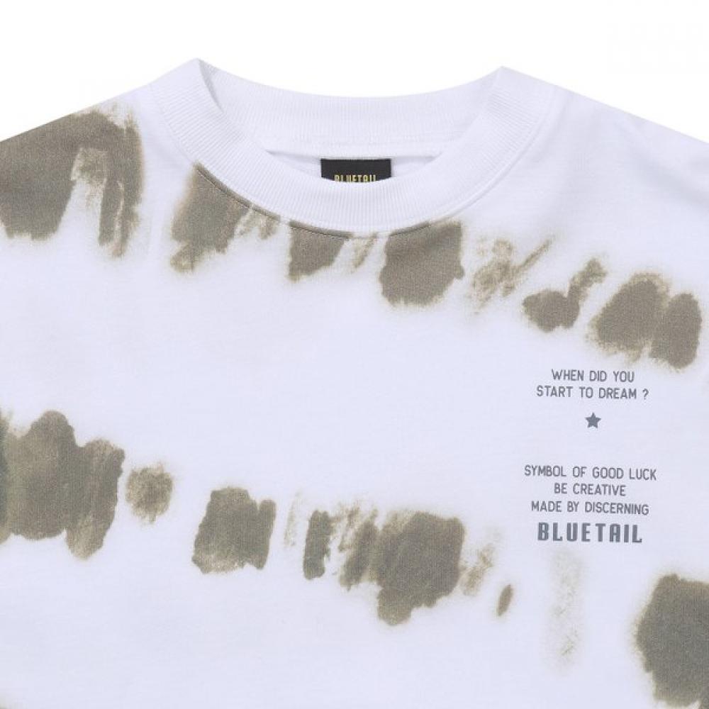 Bluetail Dying Effect White Sweatshirt Aaa1ts04wt