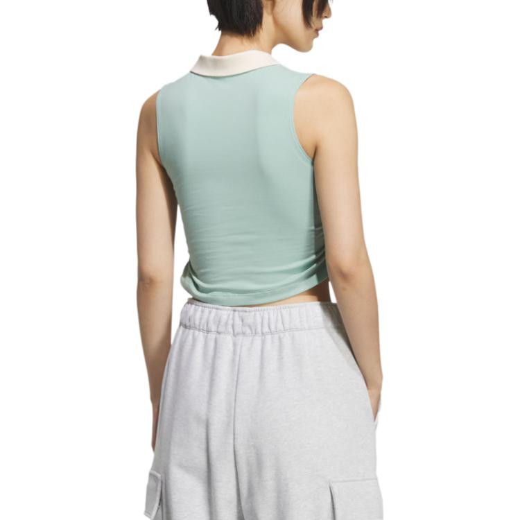 Adidas Originals SS25 Polo Padded Tank Top Fashion Comfortable Short Collar Vest Women Tops KE3894