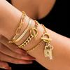 Light Luxury Diamond Lock Key Bracelet Vintage Fashion Metal Snake Bone Chain Bracelet