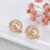 Women's 585 Rose Gold Hollow Carved Hemispherical Earrings: European & American Fashion